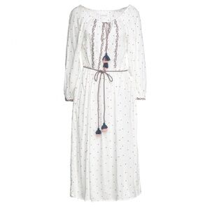 Velvet By Graham & Spencer Isilda Embroidered‎ Floral Dress Tassels Size Small